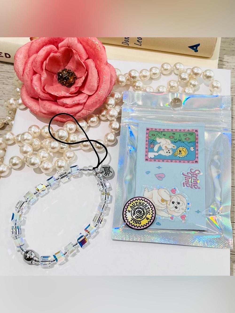 String Ting Tiny Drip Ting Swarovski Crystals Wristlet Phone Strap